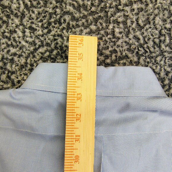 Land's End Men's Classic Blue White Houndstooth Button-Down Collar Shirt 17-35 - Picture 4 of 6